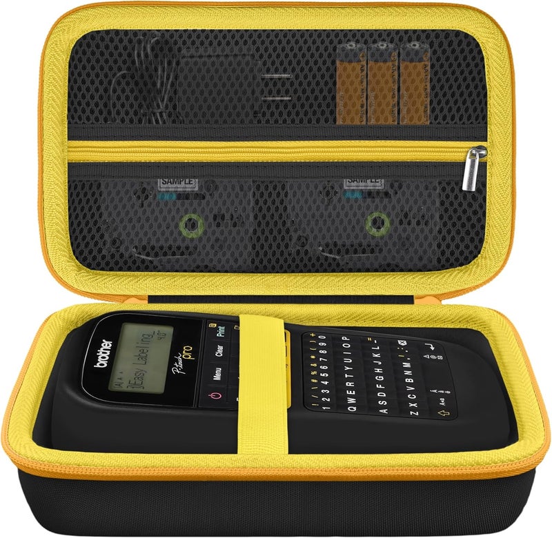 Baval Label Printer Case Compatible with Brother P-Touch PTH110BP/PTH110/PTH111 Pro Label Maker(Black Case,Yellow Zipper) - Image 2